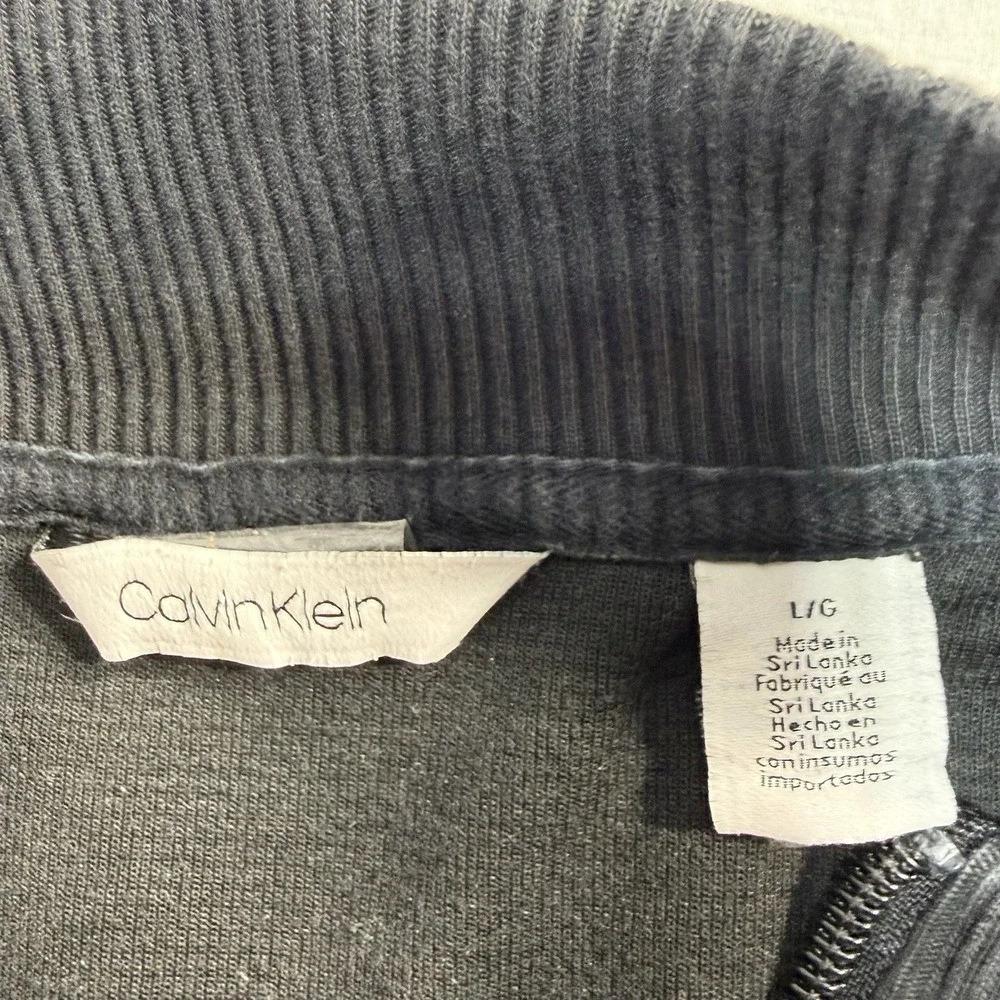 Calvin Klein Men's Size Large Full Zip Sweater‎ Jacket Pockets Logo Faded Black